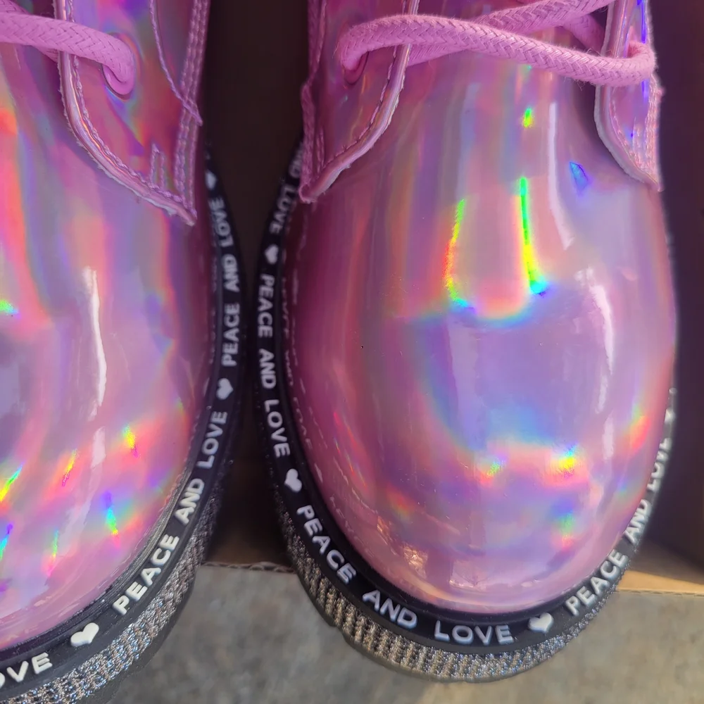 Steve Madden Girls Holographic Pink Boots - Picture 2 of 10